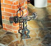 Big Head Beast Mode Lifting Weights Metal Sculpture By Raymond Guest 2 small