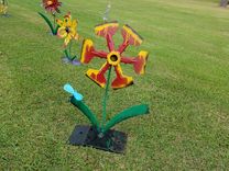 Metalwork Flower Outdoor Garden Sculpture By Raymond Guest 3 small