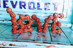 Bike Chain Art - Large Love Sign Signage Welded Chain Art 1 small