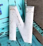 Vintage Weathered Porcelain Metal Small Letter N  Sign 1 small