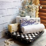 Courtly Riser Black And White Check Decor Caddy Guest Towel Butler 6 small