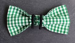 One Of A Kind Removable Bow Tie- Green & White Gingham With Vintage Centerpiece 3 small