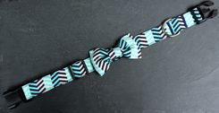Removable Bow Tie- Blue & Cream Chevron Print 4 small