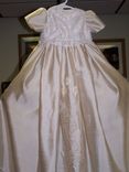 Champagne Silk And Embroidered Christening Gown 1 small