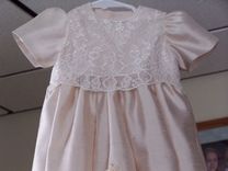 Champagne Silk And Embroidered Christening Gown 3 small