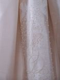 Champagne Silk And Embroidered Christening Gown 4 small