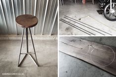 Walnut & Steel Extra Tall Bar Stools 3 small