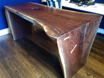 Live Edge Slab Waterfall Desk - Walnut With Brass Accent 2 small
