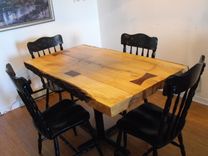 Live Edge Ambrosia Maple Slab Table For Four 5 small