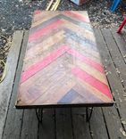 Wine Barrel Chevron Coffee Table With Free Shipping 1 small