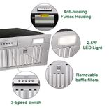 Akicon 30" Stainless Steel Range Hood, Modern Box Kitchen Hood With Powerful Vent Motor, Wall Mount 5 small