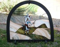 Stained Glass Kiva Fireplace Screen 1 small