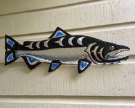 Chinook Salmon Sculpture - Aluminum Metal Fish Tribal Wall Art 3 small