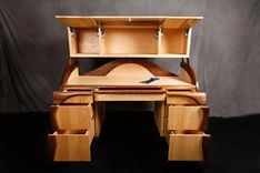 Custom Made Walnut And Ash Wood Desk With A Secret Lock For Maximum Security! 2 small