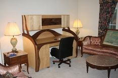 Custom Made Walnut And Ash Wood Desk With A Secret Lock For Maximum Security! 3 small