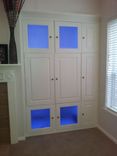 Custom Made Storage Cabinets With Space For Tv And Multi-Colored Light System! 2 small