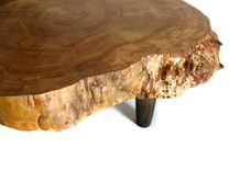 Solid Live Edge American Elm Slab 4" Thick Hand Turned Legs 1 small