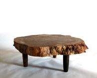 Solid Live Edge American Elm Slab 4" Thick Hand Turned Legs 2 small
