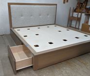 White Oak Storage Platform Bed With Padded Headboard 3 small