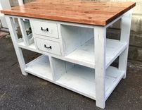 Rustic Shabby Chic Farmhouse Kitchen Island W/ Wine Rack 2 small