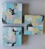 Triptych, 3 Original Acrylic Abstract Paintings, 8" X 8" Each, Small Art Canvas 5 small