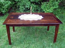 Wormy Chestnut Farmhouse Extension Table 7 small