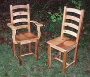 Arched Slat Yellow Pine Dining Room Chairs 1 small