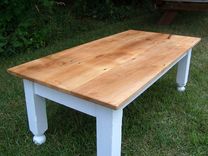 Farm Style Coffee Table With Painted Base 2 small