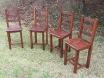 Reclaimed Antique Oak Bar Height Dining Chairs 2 small