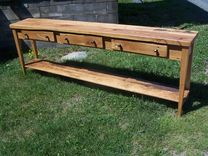 Antique Wormy Chestnut 3 Drawer Sideboard 1 small