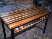 Butcher Block Kitchen Island With Industrial Base And Wine Rack 5 small