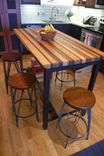 Butcher Block Kitchen Island With Industrial Base And Wine Rack 4 small