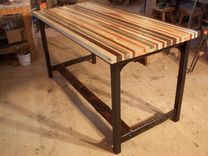 Butcher Block Kitchen Island With Industrial Base And Wine Rack 6 small