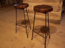 Reclaimed Wood Bar Stools With Industrial Rebar Legs 3 small