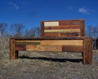 Reclaimed Wood Bed Frame, Colorful Wood Quick Patchwork 2 small