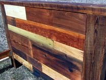 Reclaimed Wood Bed Frame, Colorful Wood Quick Patchwork 3 small