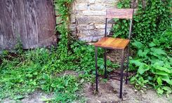 Urban Style Reclaimed Wood Bar Stools With Industrial Metal Legs And Railroad Spikes 2 small