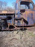 Reclaimed Douglas Fir Swivel Bar Stools With Rebar Legs And Back Rest 2 small