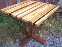 Butcher Block Kitchen Table With Reclaimed Wood Pedestal Base 2 small