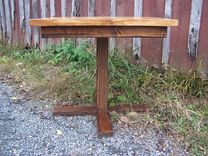 Butcher Block Kitchen Table With Reclaimed Wood Pedestal Base 4 small