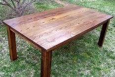 Wormy Chestnut Thick Plank Farmhouse Dining Table 3 small