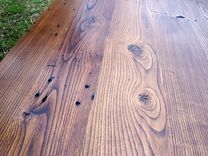 Wormy Chestnut Thick Plank Farmhouse Dining Table 2 small