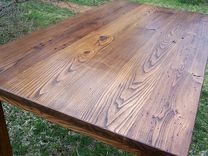 Wormy Chestnut Thick Plank Farmhouse Dining Table 5 small