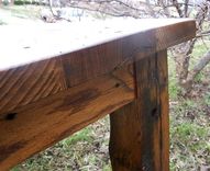 Wormy Chestnut Thick Plank Farmhouse Dining Table 6 small
