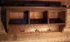 Reclaimed Barnwood Coat Rack Cubby Shelf With Wrought Iron Hooks 2 small