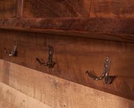 Reclaimed Barnwood Coat Rack Cubby Shelf With Wrought Iron Hooks 4 small