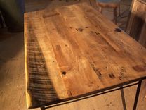Reclaimed Wood Standing Work Desk With Industrial Metal Base 3 small