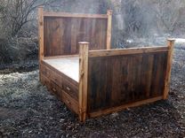 12 Drawer Rustic Reclaimed Wood Platform Storage Bed 2 small