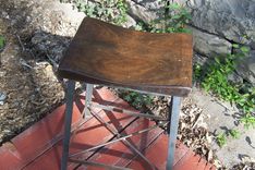 Industrial Chic Reclaimed Wood Saddle Stool 2 small