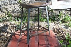 Industrial Chic Reclaimed Wood Saddle Stool 3 small